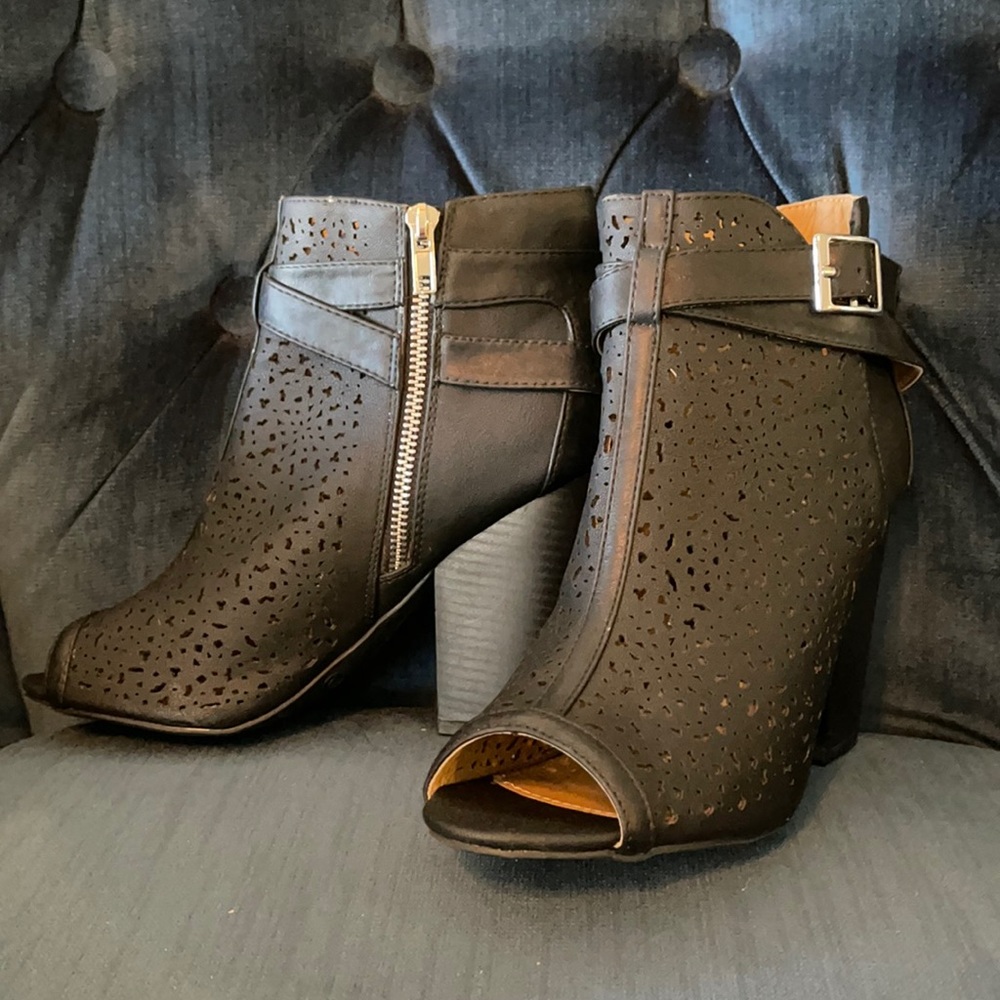 Black Open Tow Booties